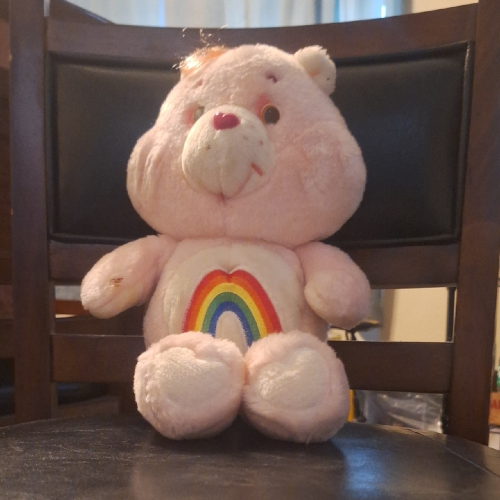 Pink Plush Bear with Rainbow Belly